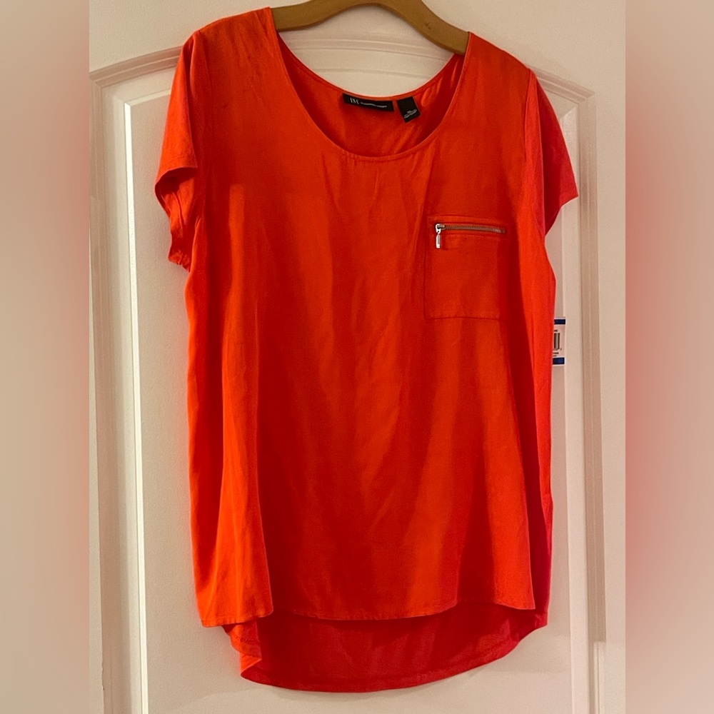 Women's Orange Top with Pocket Detail